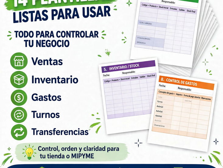 GRATIS Plantillas de Control para Tiendas y MIPYMES (PDF digital)