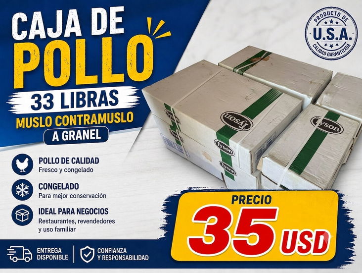 Pollo 33 libras muslo contramuslo a granel
