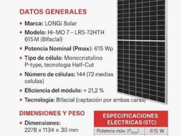 Panel solar de 615 W