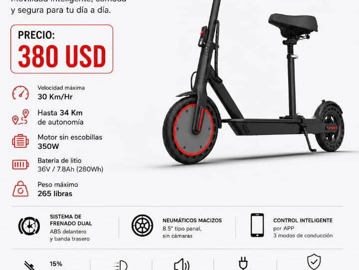 Scooter eléctrico riuiio con asiento desmontable