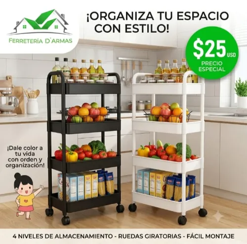 Organizador metálico, 4 niveles
