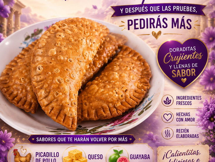 Catering de empanadas para eventos,buffet,cumpleaños y actividades.Queso,Guayaba, Picadillo de pollo y mezclas