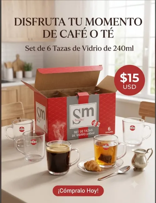 Set de Tazas de vidrio