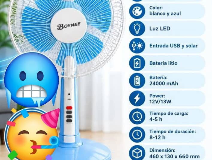 Ventilador Recargable de Mesa TF-1615 Marca BOYNEE.