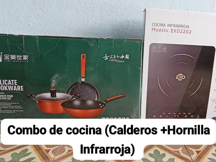 Combo de cocina(Juego de calderos + Hornilla Infrarroja)