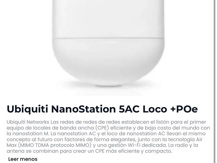 nano m5 loco ac nanostation loco 5ac + poe nano m5 loco ac con poe para punto a punto