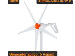 Generador Eólico VEVOR 500W 12V Turbina de Viento 5 Aspas Con Controlador MPPT Kit Con Anemómetro Para Casa RV