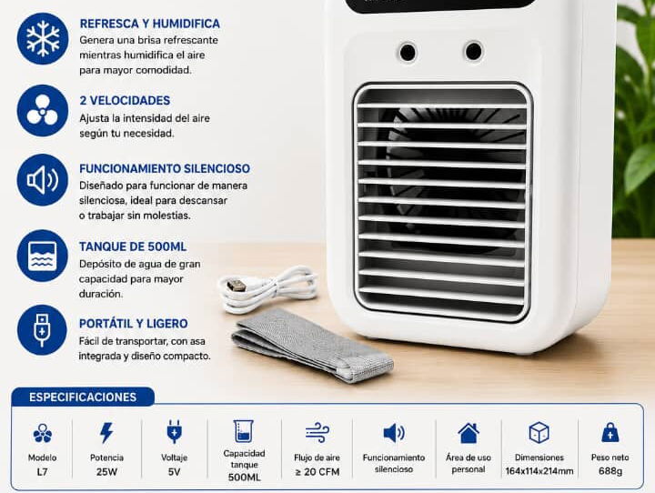 Mini air cooler (ventilador y humificador)