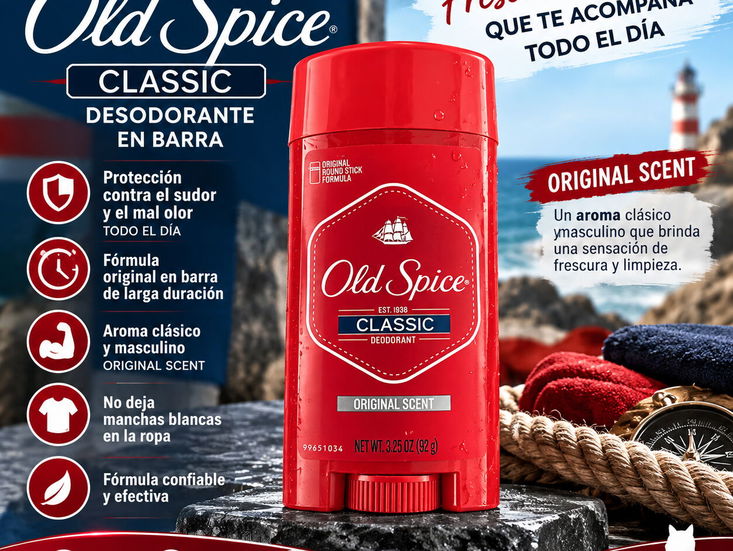 Desodorante Old Spice Classic 3.25 oz – Aroma Original y Frescura Duradera Descripción
