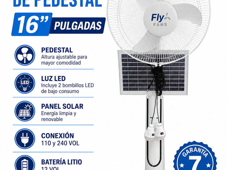 Ventilador recargable digital pedestal marca fly fans
