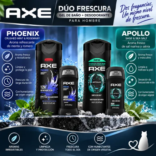Combo AXE para Hombre – Gel de Baño + Desodorante |  2 productos AXE por un solo precio.