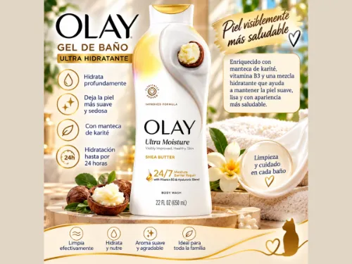 Gel de Baño Olay Ultra Moisture 22 oz – Manteca de Karité Hidratación y Suavidad
