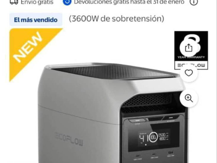 Ecoflow delta 3 Classic de 1024 wh horas, 1800w con pico 3600w