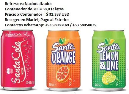 Contenedores de refrescos, varios sabores(Cola, Naranja, Limón, Piña)
