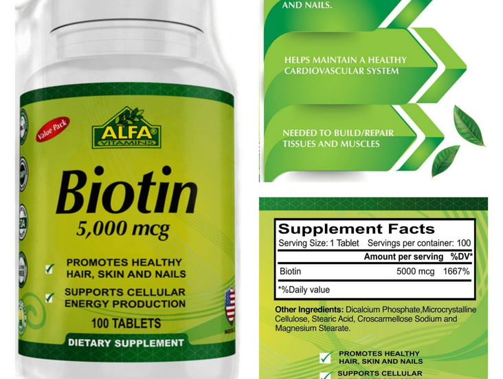 Biotin 100 tab 5000mcg pomo sellado a estrenar por usted
