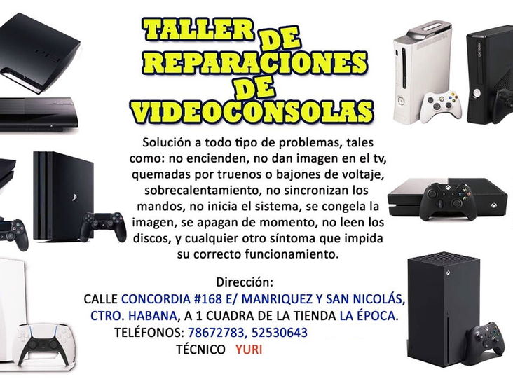 Reparaciones de consolas de videojuegos (ataris). playstation 3, 4 & 5, xbox 360, one, series. años de experie