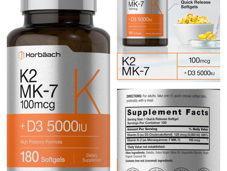 Vitamina D3 con K2 180 tabletas pomo sellado