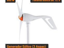 Generador Eólico VEVOR 800W 12V Turbina de Viento 3 Aspas Con Controlador MPPT Kit Con Anemómetro Para Casa RV