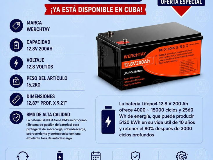 Batería Verchtay 12.8 V-200ah