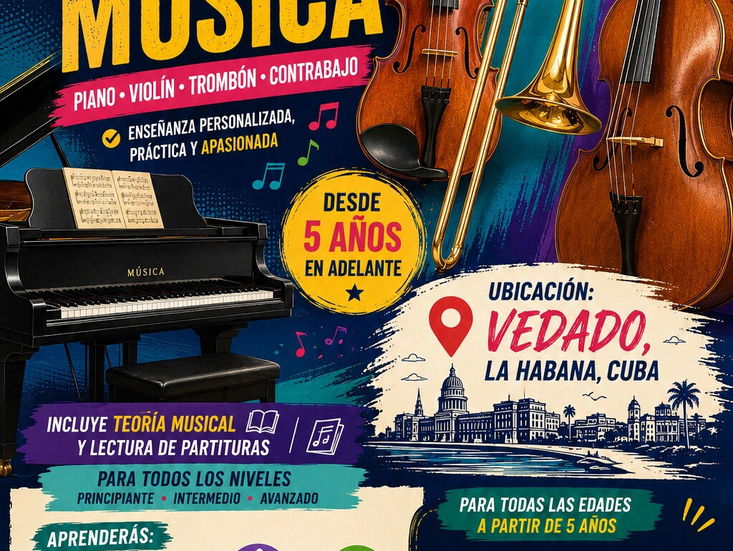 Clases de Piano, Violín, Trombón y Contrabajo – Vedado