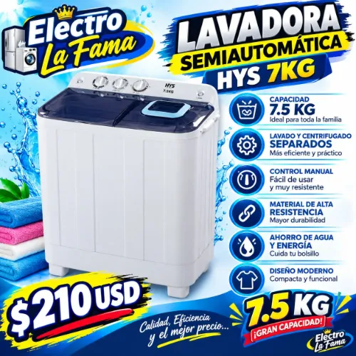 Lavadora Semiautomática de 7.5 kg