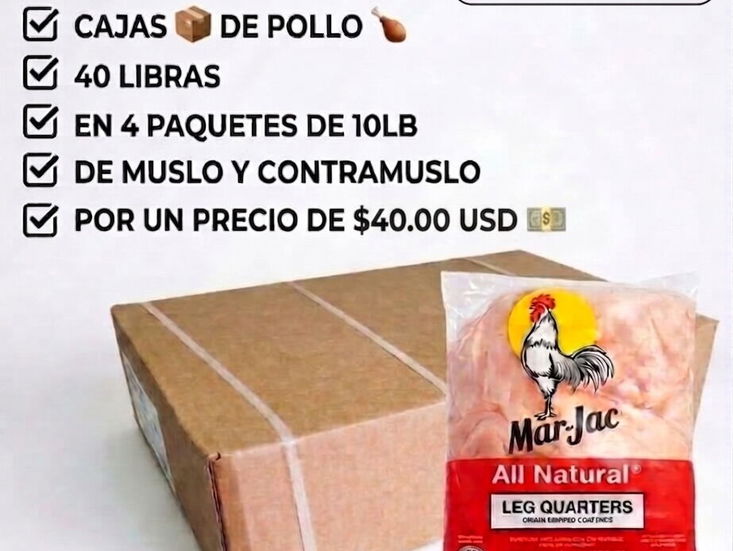 Pollo muslo contramuslo 40 libras 4 paquetes
