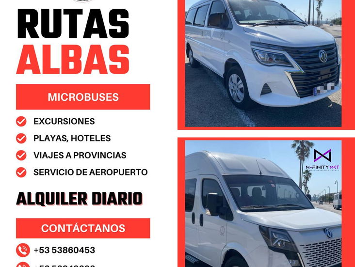 Viaja con Rutas Albas. Microbus. Van. Taxi. Transporte en grupo